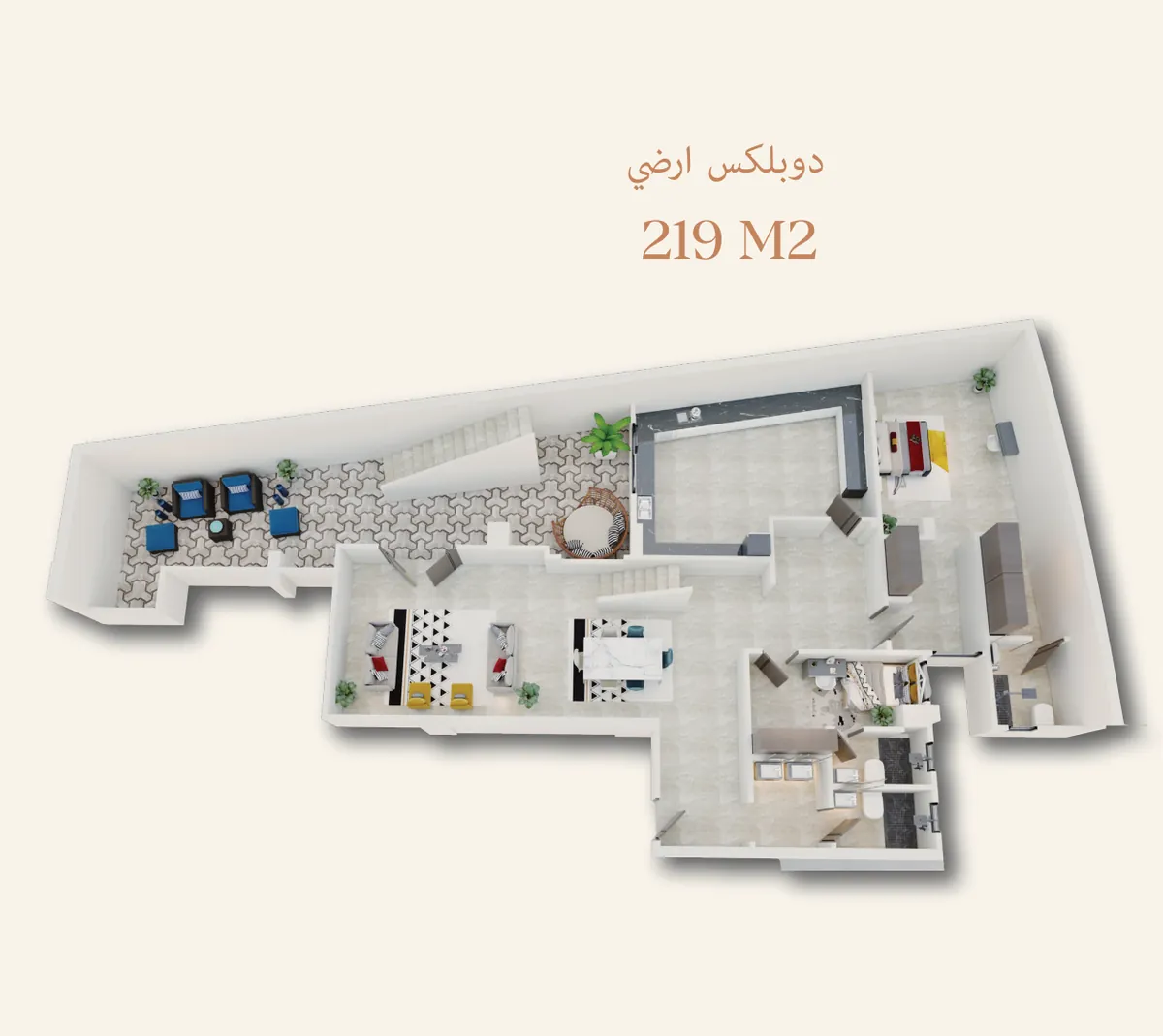 دوبلكس أرضي 219 م²